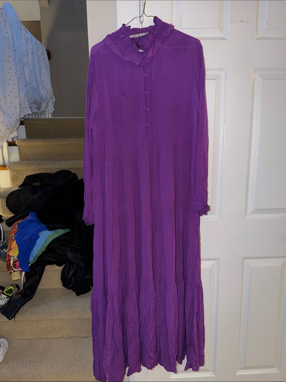 ZARA purple ruffled maxi dress